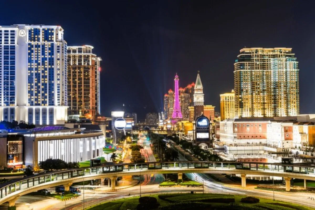 金沙城中心路氹金光大道璀璨夜景全景
